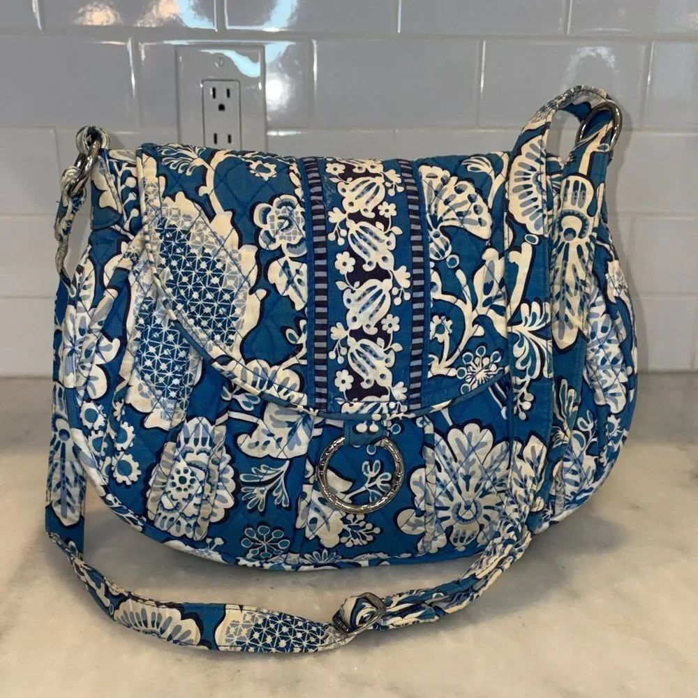 Vera Bradley Saddle Up Crossbody Bag Blue Lagoon Quilted Cotton